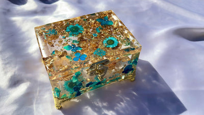 "Celestial Dreams" Golden Blue Jewelry Box