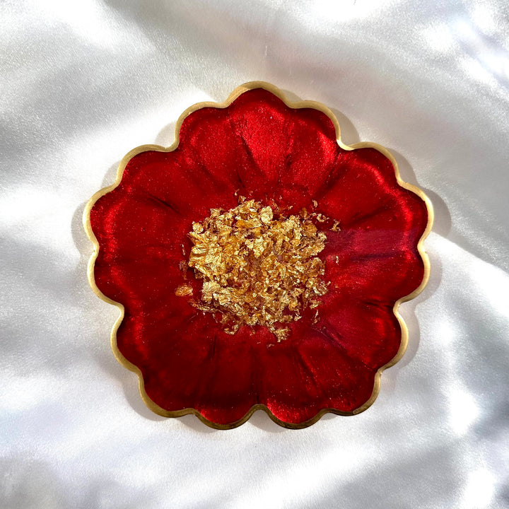Valentines Day Coasters Set - Jasmin Renee Art - Cherry Red