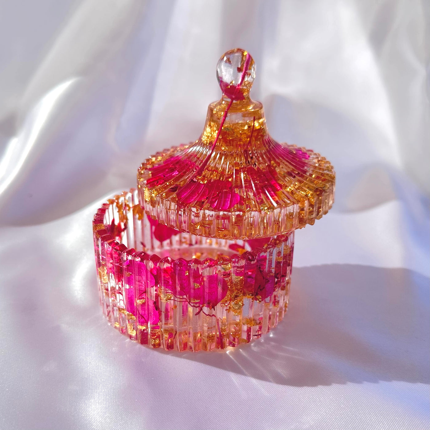 Fuchsia Hot Pink Vintage Trinket Box - Jasmin Renee Art
