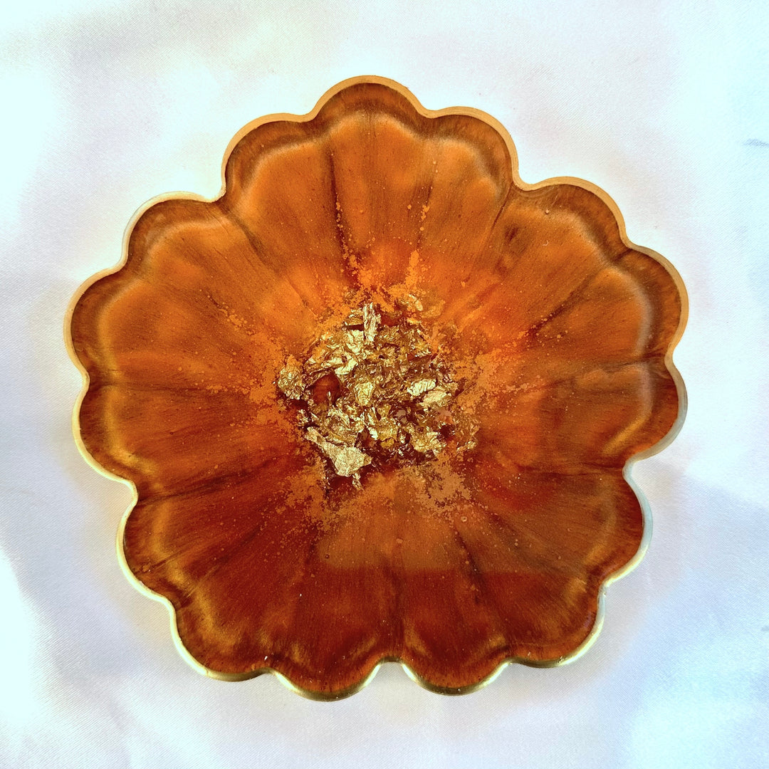 Handmade Caramel Toffee Frappuccino Flower Shaped Coaster - Starbucks Fall Theme-Jasmin Renee Art