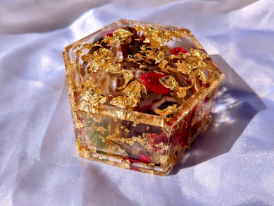"Eternal Love" Gold & Rose Hexagon Trinket Jewelry Box