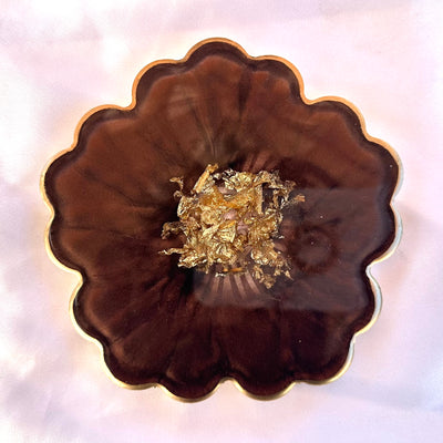 Handmade Hot Mocha Chocolate Brown Flower Shaped Coaster - Starbucks Fall Theme-Jasmin Renee Art