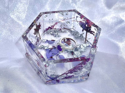 Handmade Purple Lavender and Silver Hexagon Trinket Box - Jasmin Renee Art
