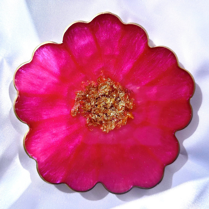 Valentines Day Coasters Set - Jasmin Renee Art - Hot Pink