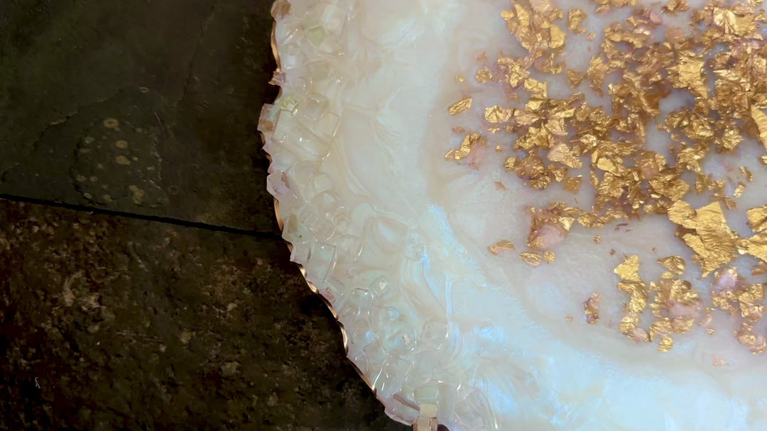 Iridescent White Opal Crushed Glass Tray