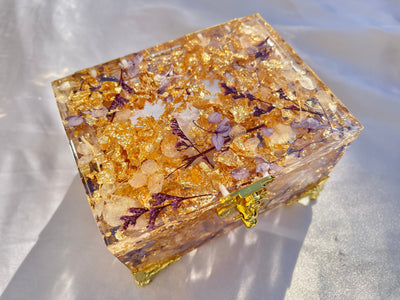"Heavenly Garden" Golden Lavender Jewelry Box